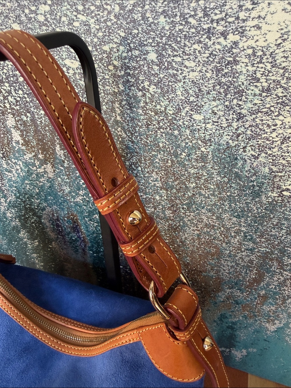 Dooney & Bourke Quiet Luxury 2020’s Italian Suede Hobo Bag Royal Blue EUC - Picture 15 of 16